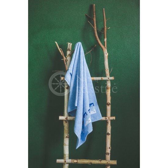 Medvilninis frotinis vonios rankšluostis su lapeliais "SKY BLUE"